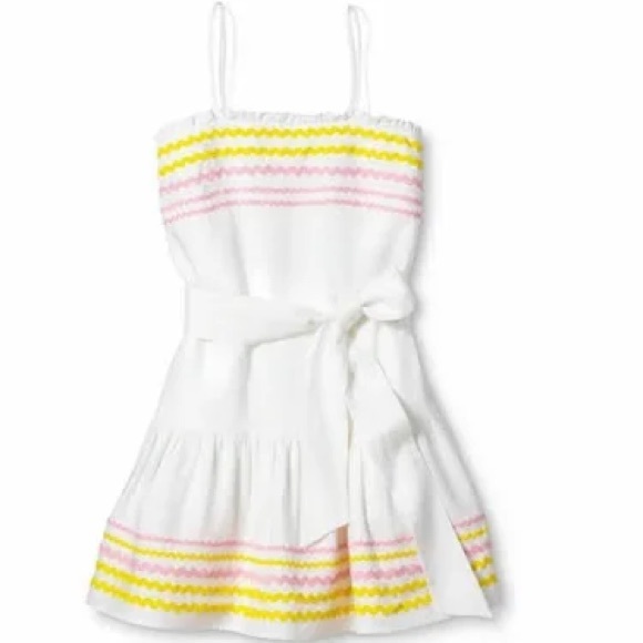 ✨Lisa Marie Fernandez + Target | Yellow and Pink Ric Rac Linen Dress - Picture 3 of 7